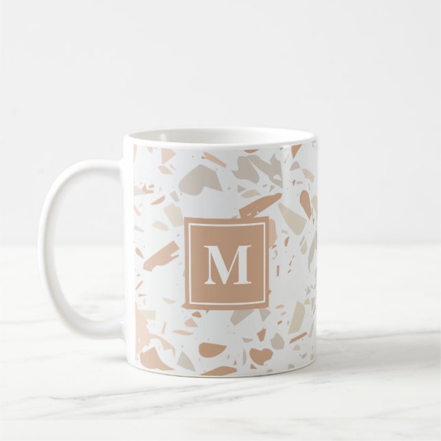 Mug Monogramme de marbre rose moderne Terrazzo (Gauche)