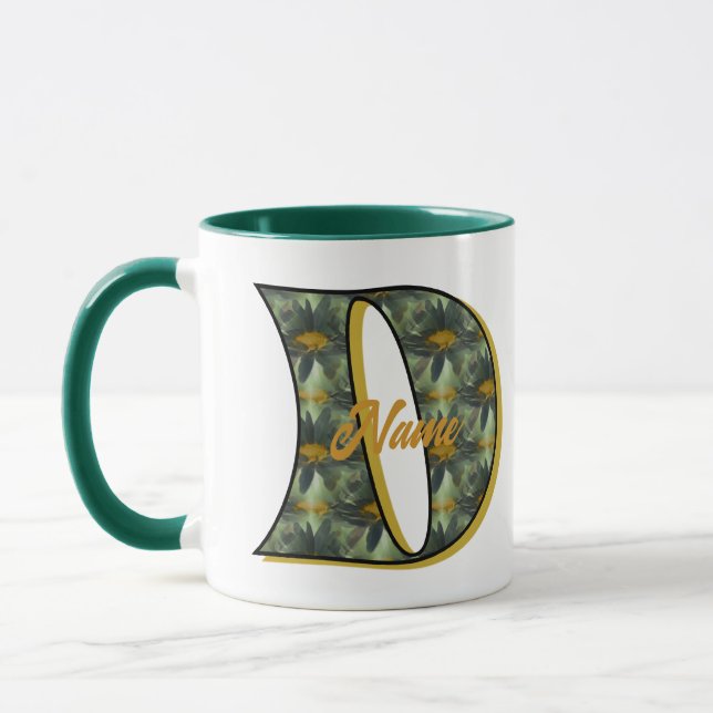Mug Monogramme de marguerite initiale D personnalisé (Gauche)