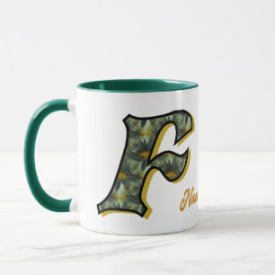 Mug Monogramme de marguerite initiale F personnalisé