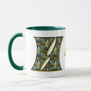Mug Monogramme de marguerite initiale H personnalisé