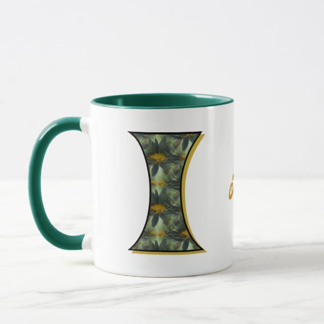 Mug Monogramme de marguerite initiale I Personnalisé (Gauche)