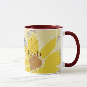 Mug Monogramme de marguerite jaune rétro
