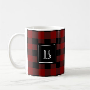 Mug Monogramme de Motif à bille de bois rustique initi
