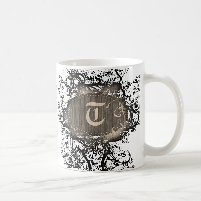 Mug Monogramme de Motif rétro vintage T (Droite)