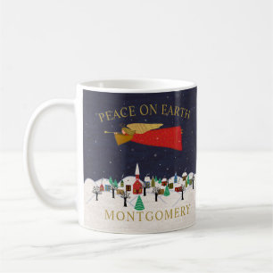 Mug Monogramme de Noël Angel Village Paix sur Terre