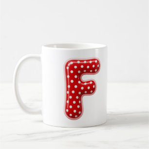 Mug Monogramme de Noël lettre F rouge à pois