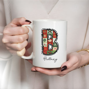 Mug monogramme de Noël, Mug de nom personnalisé