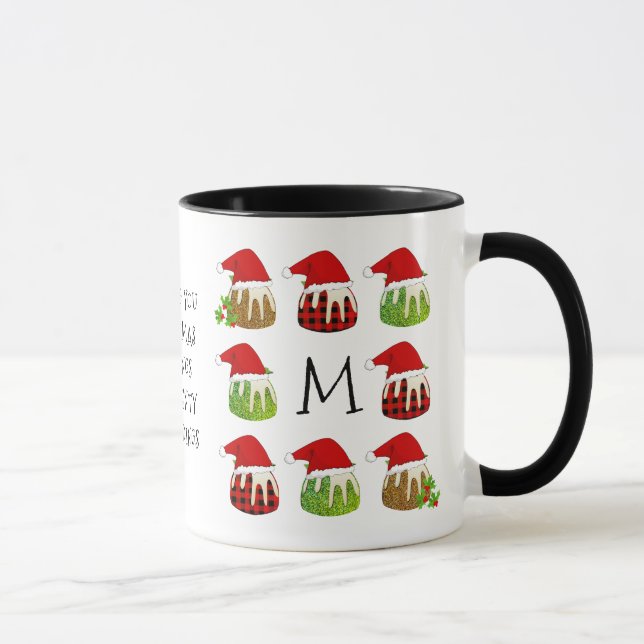 Mug Monogramme de Noël Père Noël Puddings (Droite)