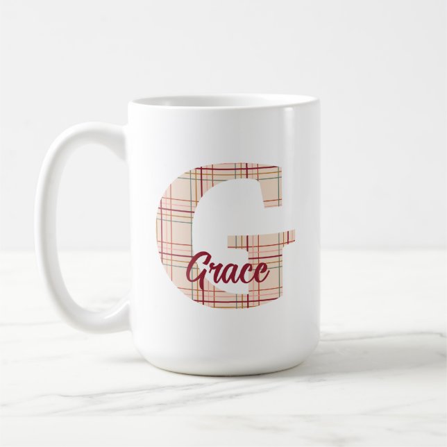 Mug monogramme de Noël personnalisé (Gauche)