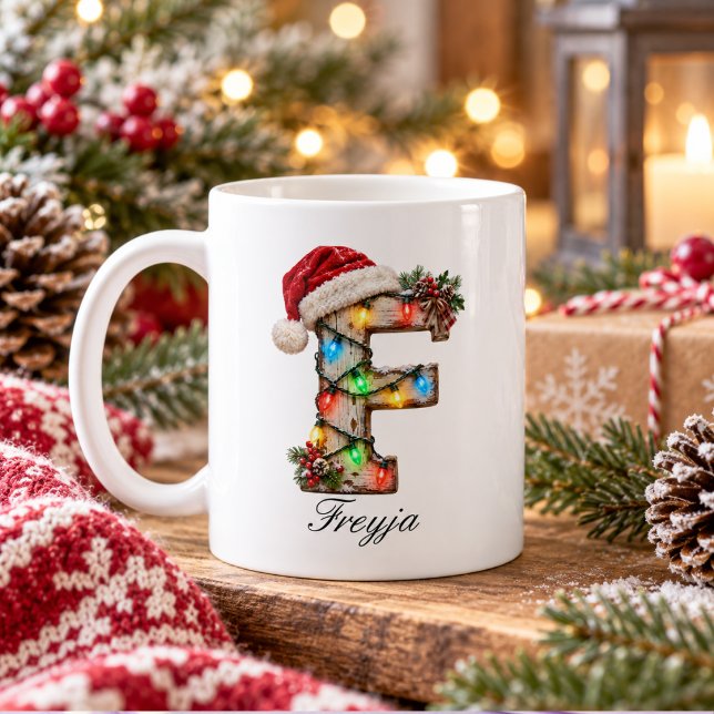Mug Monogramme de Noël rustique festif Lettre F (Rustic Festive Christmas Monogram Letter F Coffee Mug
)