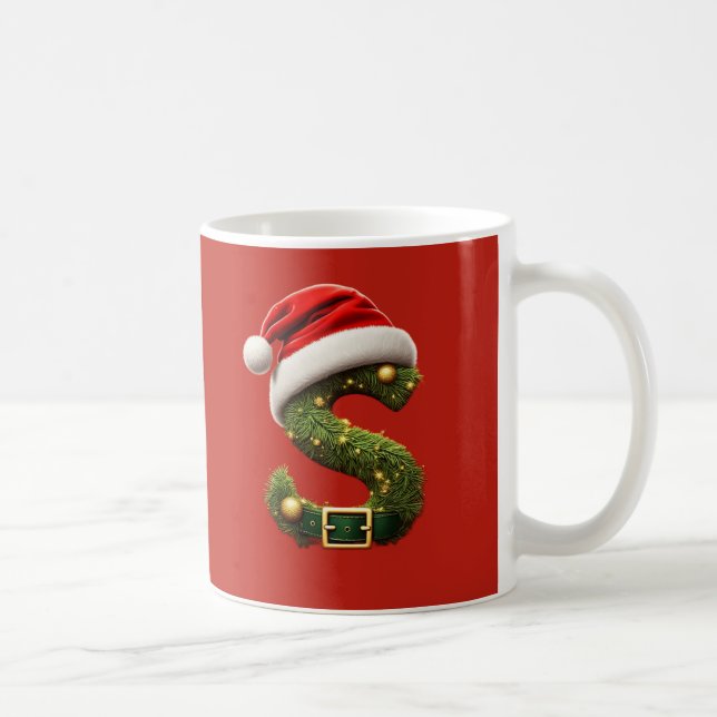 Mug Monogramme de Noël S avec chapeau de Père Noël Cad (Droite)