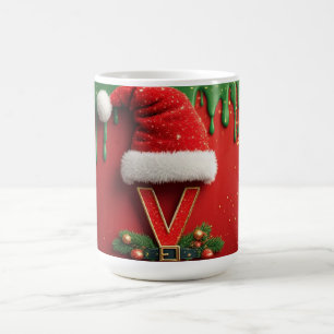 Mug Monogramme de Noël V Père Noël Lettre de vacances