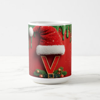 Mug Monogramme de Noël V Père Noël Lettre de vacances