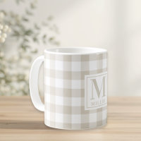 Monogramme de nom de famille à carreaux buffle bei