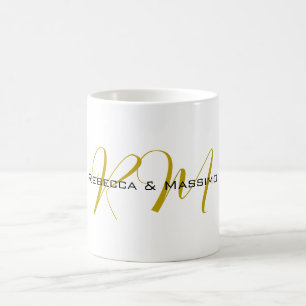 Mug Monogramme de nom moderne de couleur or unique exc