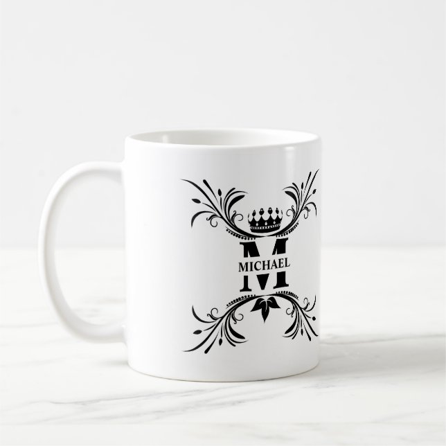 Mug Monogramme de nom noir Art Déco vintage (Gauche)