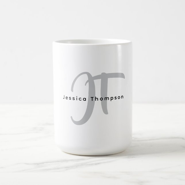 Mug Monogramme de nom professionnel élégant moderne (Centre)
