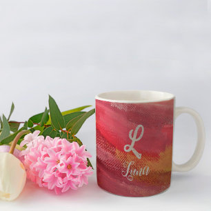 Mug monogramme de nom rouge classique
