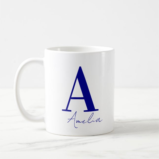 Mug Monogramme de nom simple moderne (Gauche)