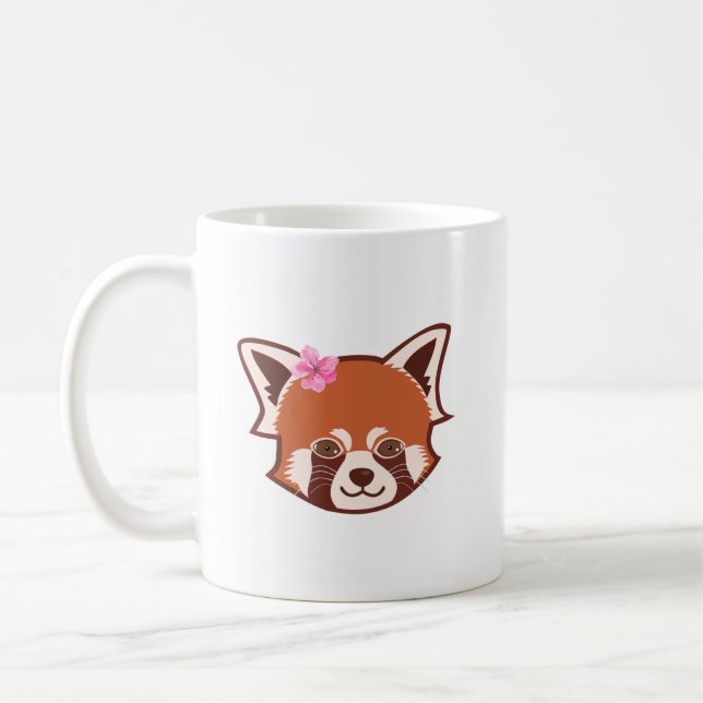 Mug monogramme de panda rouge personnalisé (Gauche)