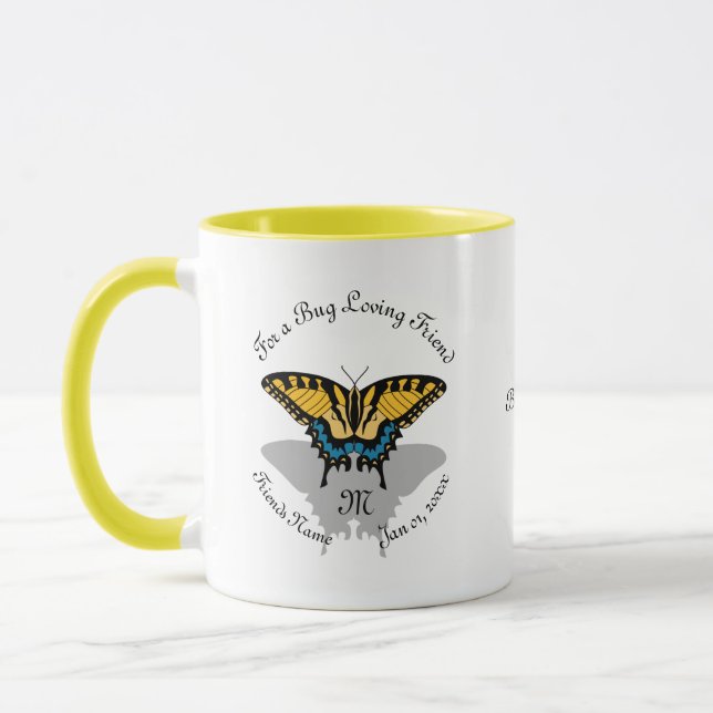 Mug Monogramme de papillon Swallowtail (Gauche)