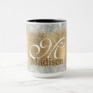 Mug Monogramme de parties scintillant en or brossé mou