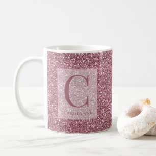 Mug Monogramme de Parties scintillant rose or Rose pou
