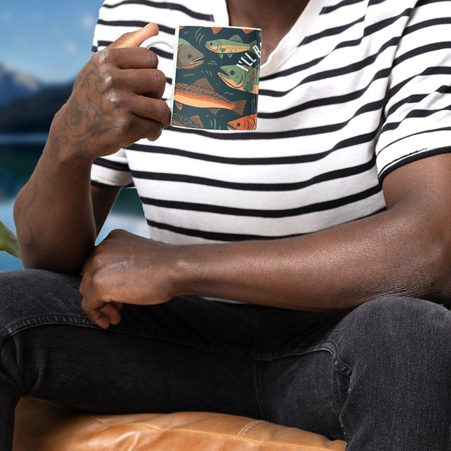 Mug Monogramme de pêche à la truite (Créateur téléchargé)