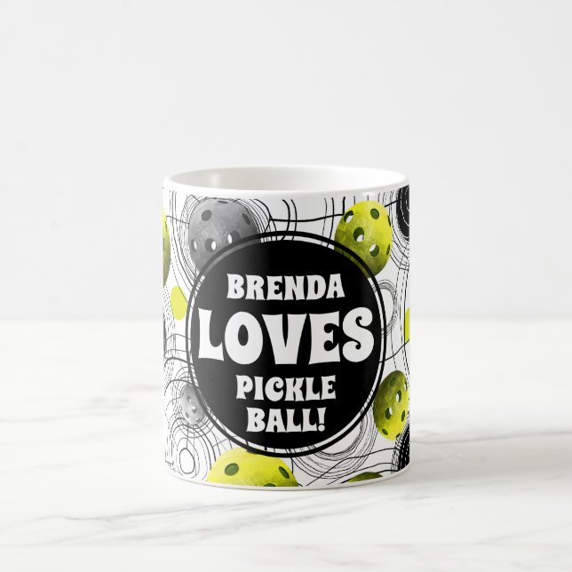 Mug Monogramme de pickleball vert citron (Centre)