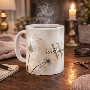 Mug Monogramme de pissenlits rustiques
