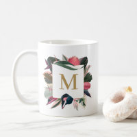 Monogramme de plantes ménagères variées rose tropi