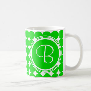 Mug Monogramme de point de polka vert
