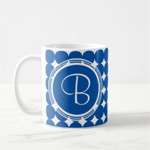 Mug Monogramme de point Polka Bleu