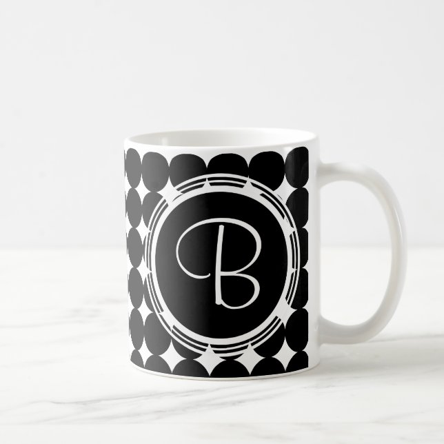 Mug Monogramme de point Polka Noir (Droite)