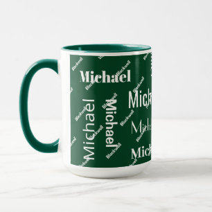 Mug Monogramme de prénom et de prénom vert et blanc ré