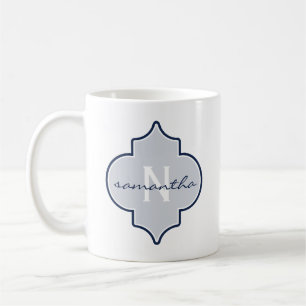 Mug Monogramme de Quatrefoil de la Marine
