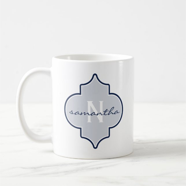 Mug Monogramme de Quatrefoil de la Marine (Gauche)