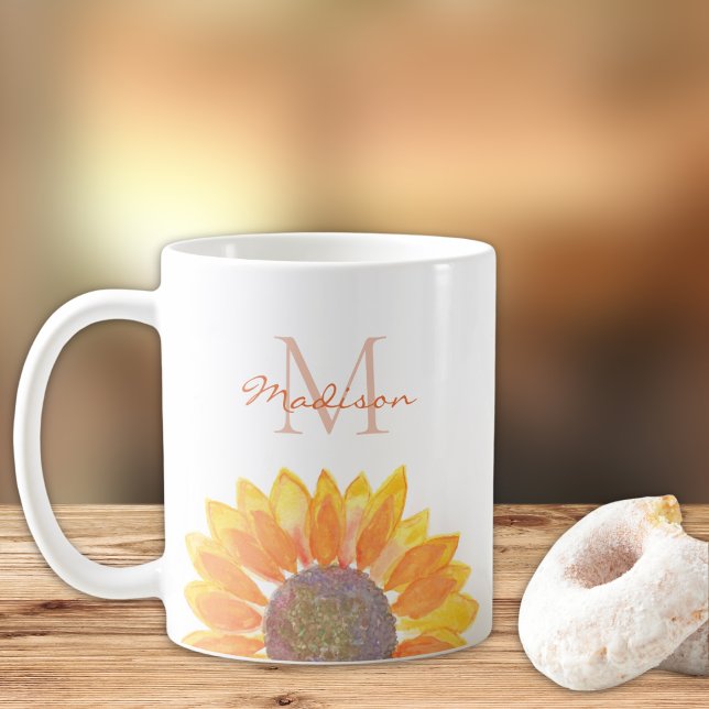 Mug Monogramme de tournesol (Créateur téléchargé)