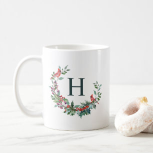 Mug Monogramme de vacances Red Robin Wreath