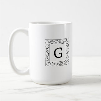 Mug Monogramme de vignes tourbillonnantes carrées