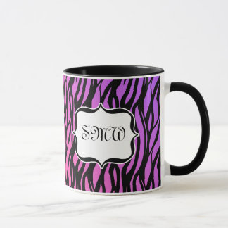 Mug Monogramme De Zèbres Violets Et Roses