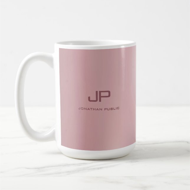 Mug Monogramme d'élégante or Rose personnalisé (Gauche)