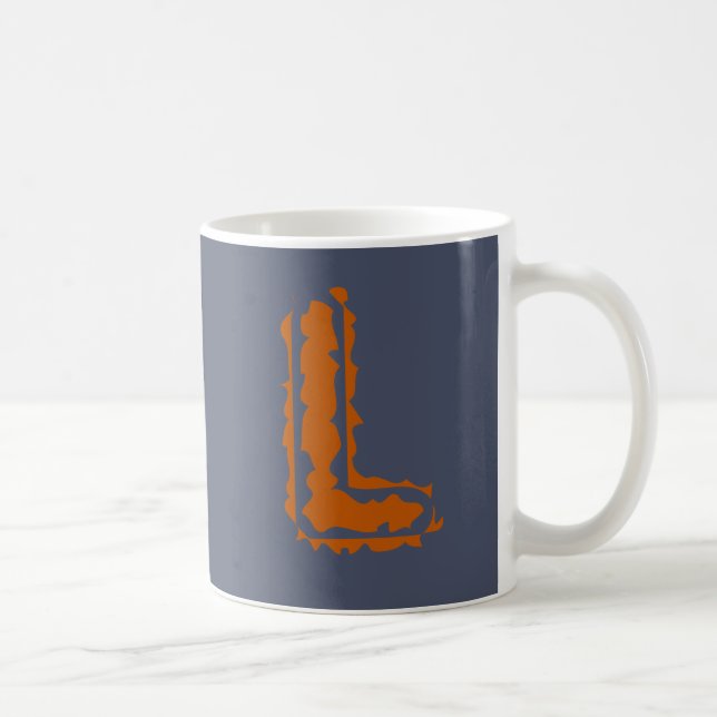 Mug Monogramme déplaisant avec collision orange sur bl (Droite)