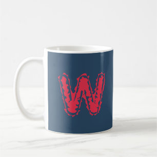 Mug Monogramme déplaisant rouge sur bleu