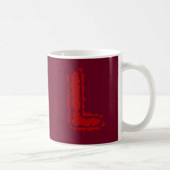 Mug Monogramme déplaisant rouge sur rouge (Droite)