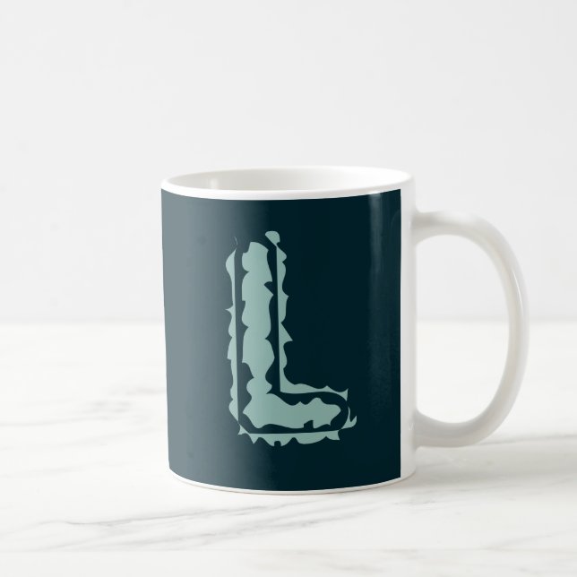 Mug Monogramme déplaisant vert à la menthe sur bleu pr (Droite)