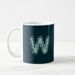 Mug Monogramme déplaisant vert à la menthe sur bleu pr
