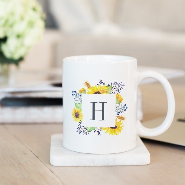 Mug Monogramme des champs de fleurs (Créateur téléchargé)