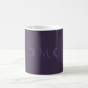 Mug Monogramme des lunes de croissant de violet poussi