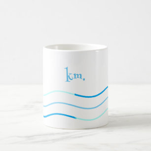 Mug Monogramme des vagues bleues